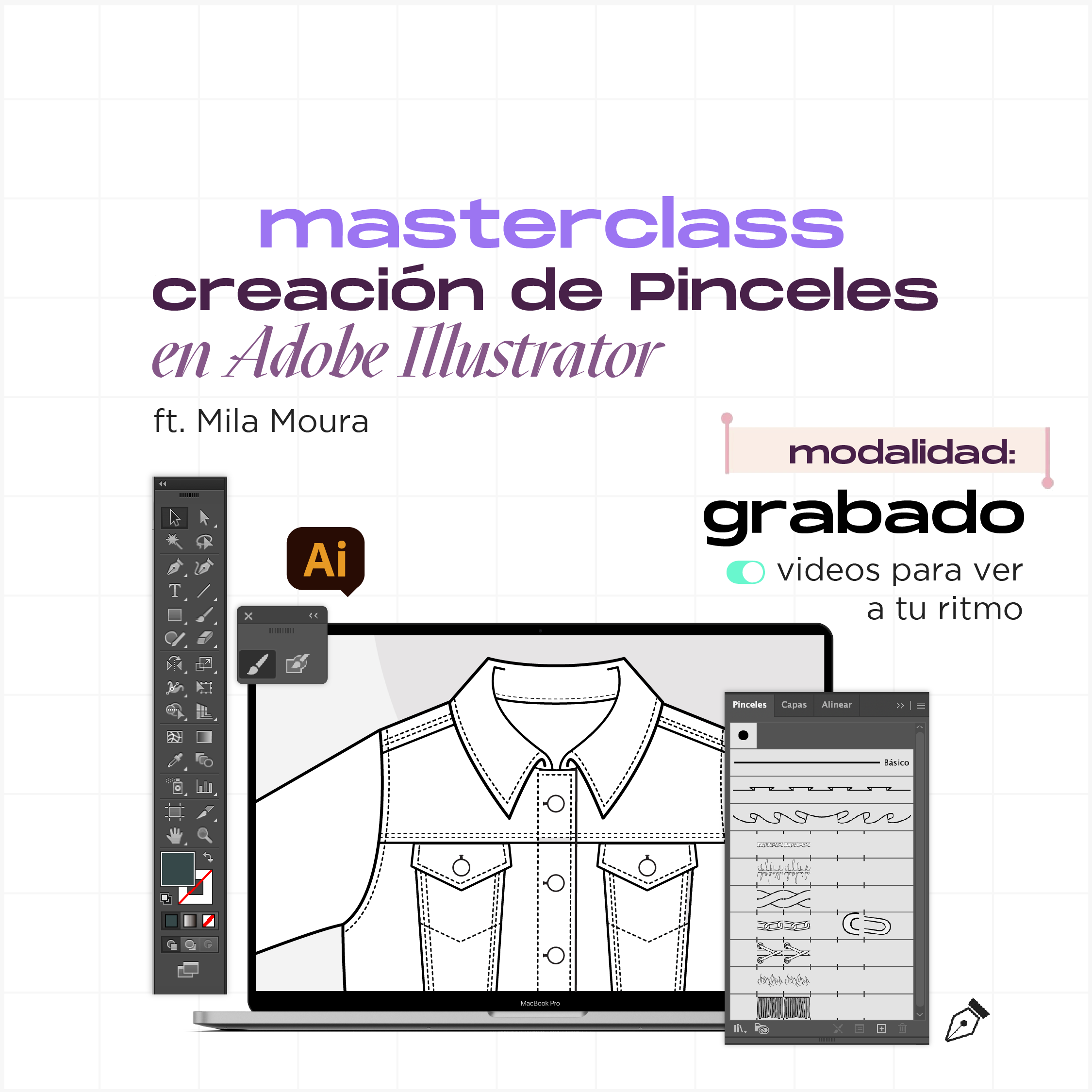 curso illustrator geometrales dibujos técnicos moda pinceles
